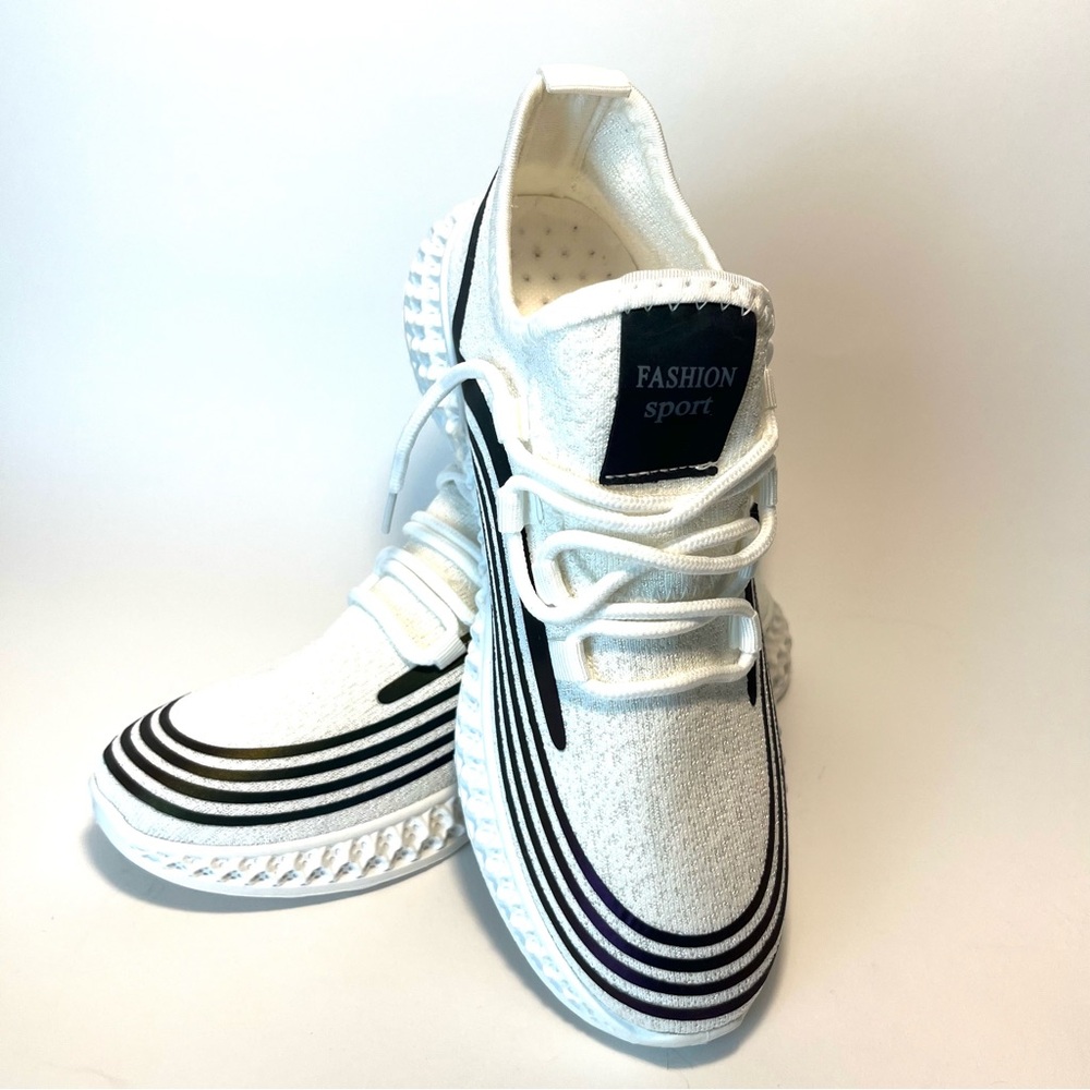 Fashion Sport White Sneakers Running Workout Athletic Size 8 Shoes